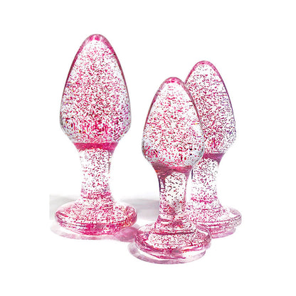 Adam & Eve Glitter Gem 3-Piece Butt Plug Set - Pink