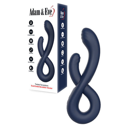 Adam & Eve TWISTED TEMPTATIONS Bendable Vibe - Navy Blue 22.4 cm USB Rechargeable Bendable Dual Vibrator