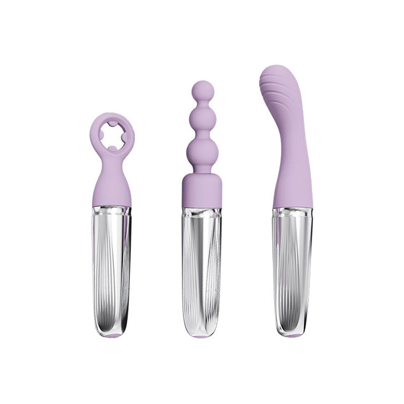 Adam & Eve SWEET DREAMS MASSAGER KIT - Lavender USB Rechargeable Point Stimulator with 8 Interchangeable Tips