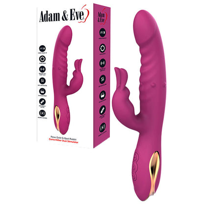 Adam & Eve ROSE GOLD G-SPOT RABBIT - Purple 22.5 cm USB Rechargeable Rabbit Vibrator with Flicking Tip