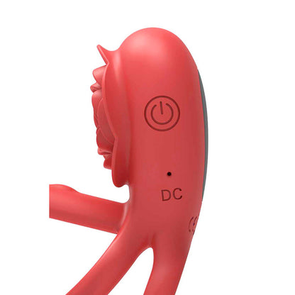 Adam & Eve Rose Vibrating Double Cock Ri -
