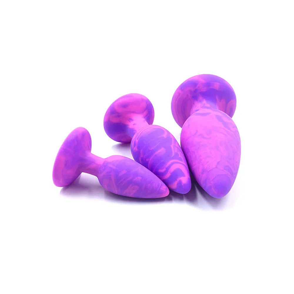 Adam & Eve COLOUR SWIRL Anal Plug Set - Purple/Pink Butt Plugs - Set of 3 Sizes