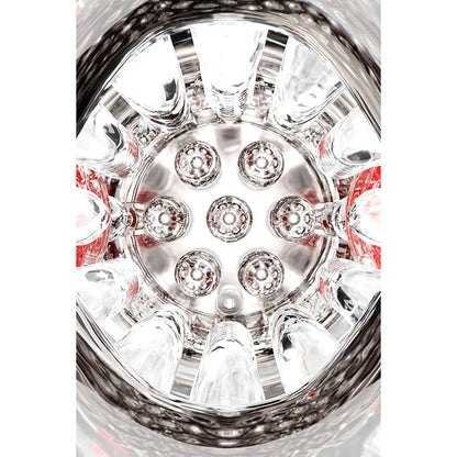 Adam & Eve PLEASURE PRO 3000 - Clear/Red USB Rechargeable Thrusting & Rotating Auto Stroker