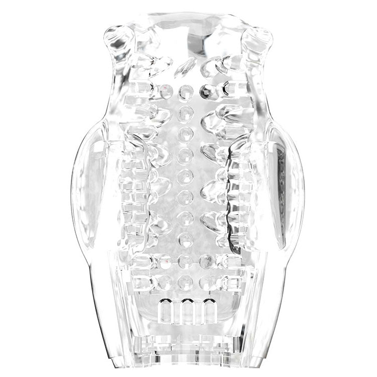 Adam & Eve PLEASURE PRO 3000 - Clear/Red USB Rechargeable Thrusting & Rotating Auto Stroker