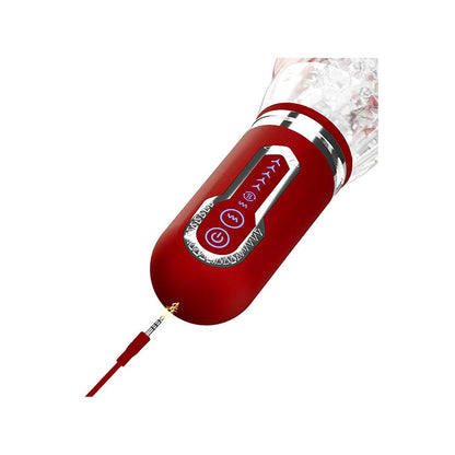 Adam & Eve PLEASURE PRO 3000 - Clear/Red USB Rechargeable Thrusting & Rotating Auto Stroker