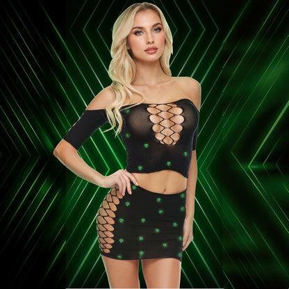 DIAMOND 2-PIECE CROP TOP & SHIRT SET-GID -
