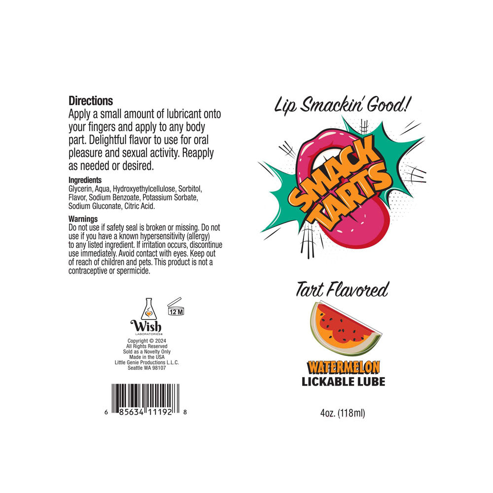 Smack Tarts - Sour Watermelon - Sour Watermelon Flavoured Lubricant - 120 ml Tube