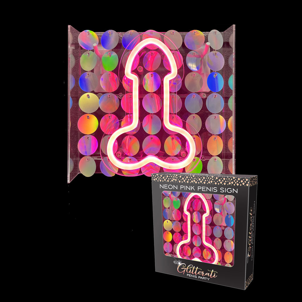 Glitterati Neon Pink Penis Sign - Novelty Neon Light