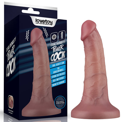 Dual Density Power Cock - 6 Inch Flesh - Flesh 16 cm USB Rechargeable Vibrating Dong