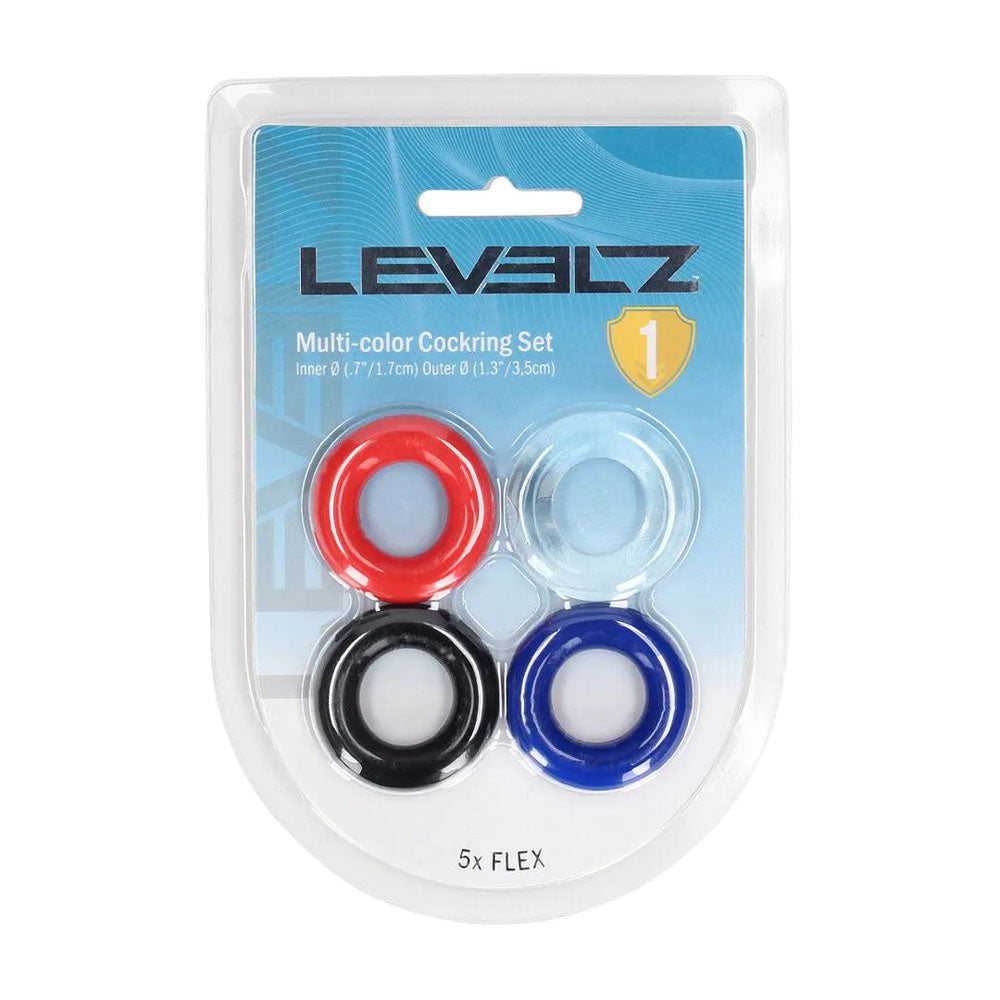 LEVELZ Multicolour Cock Ring Set - 4 Pack - Coloured Cock Rings - 4 Pack