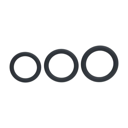 LEVELZ Classic Silicone Cock Ring Set - L/XL/XXL - Black Cock Rings - Set of 3 Sizes