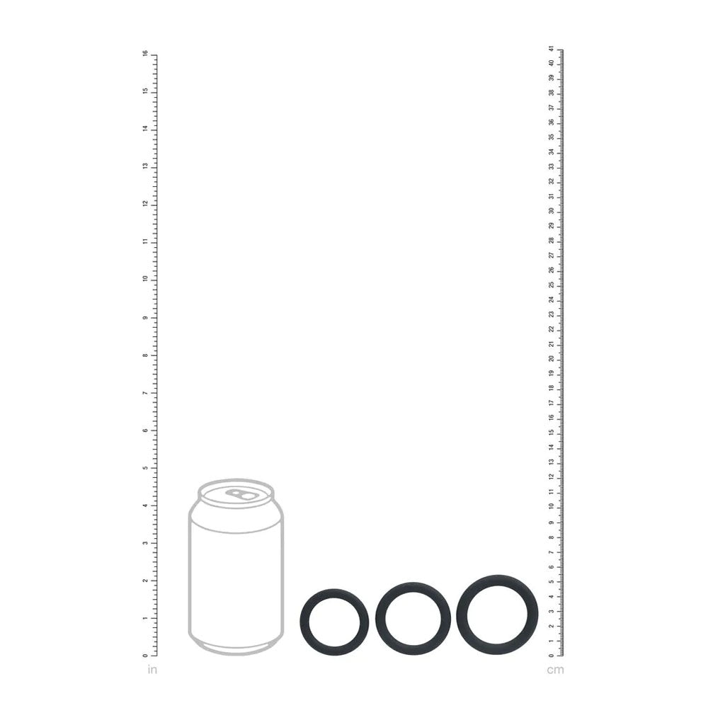 LEVELZ Classic Silicone Cock Ring Set - L/XL/XXL - Black Cock Rings - Set of 3 Sizes