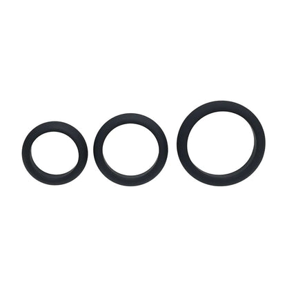 LEVELZ Wide O Silicone Cock Ring Set of 3 - S/M/L - Black Cock Rings - Set of 3 Sizes
