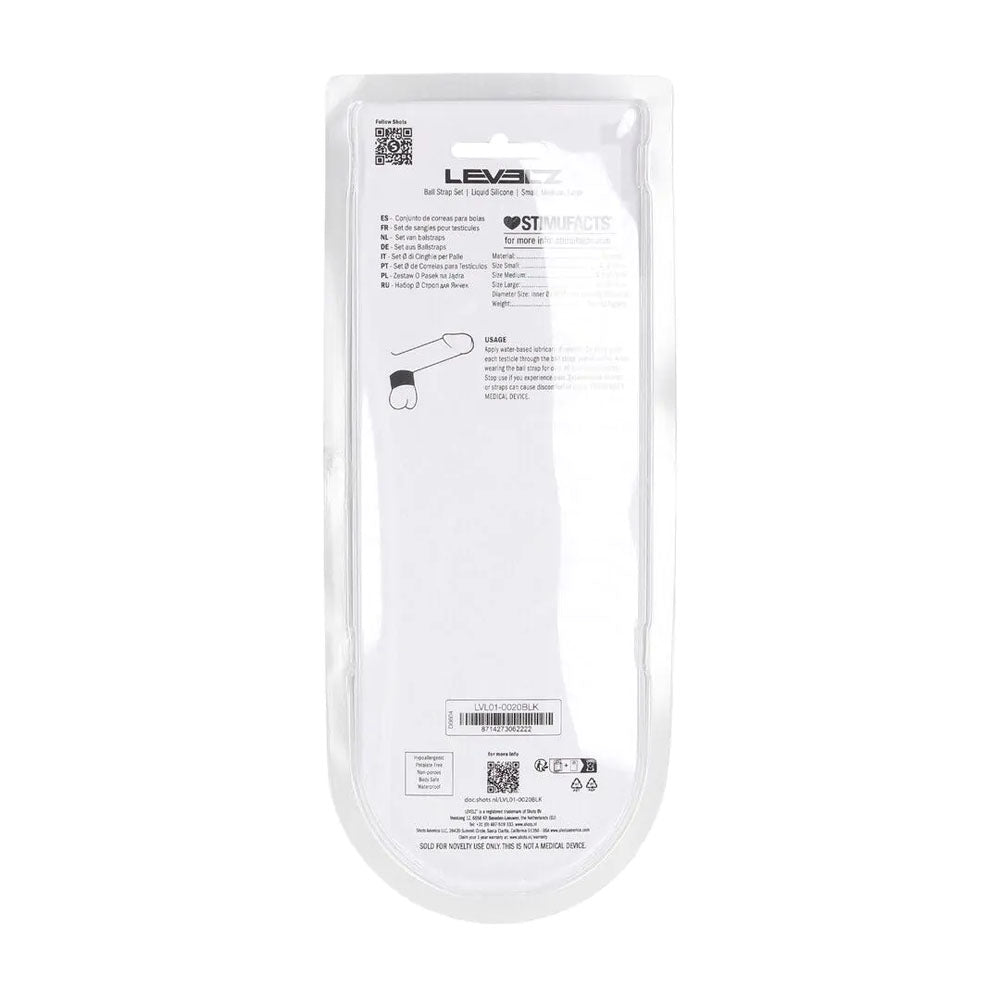 LEVELZ Liquid Silicone Ball Strap Set of 3 - Black - Black Ball Stretchers - Set of 3 Sizes