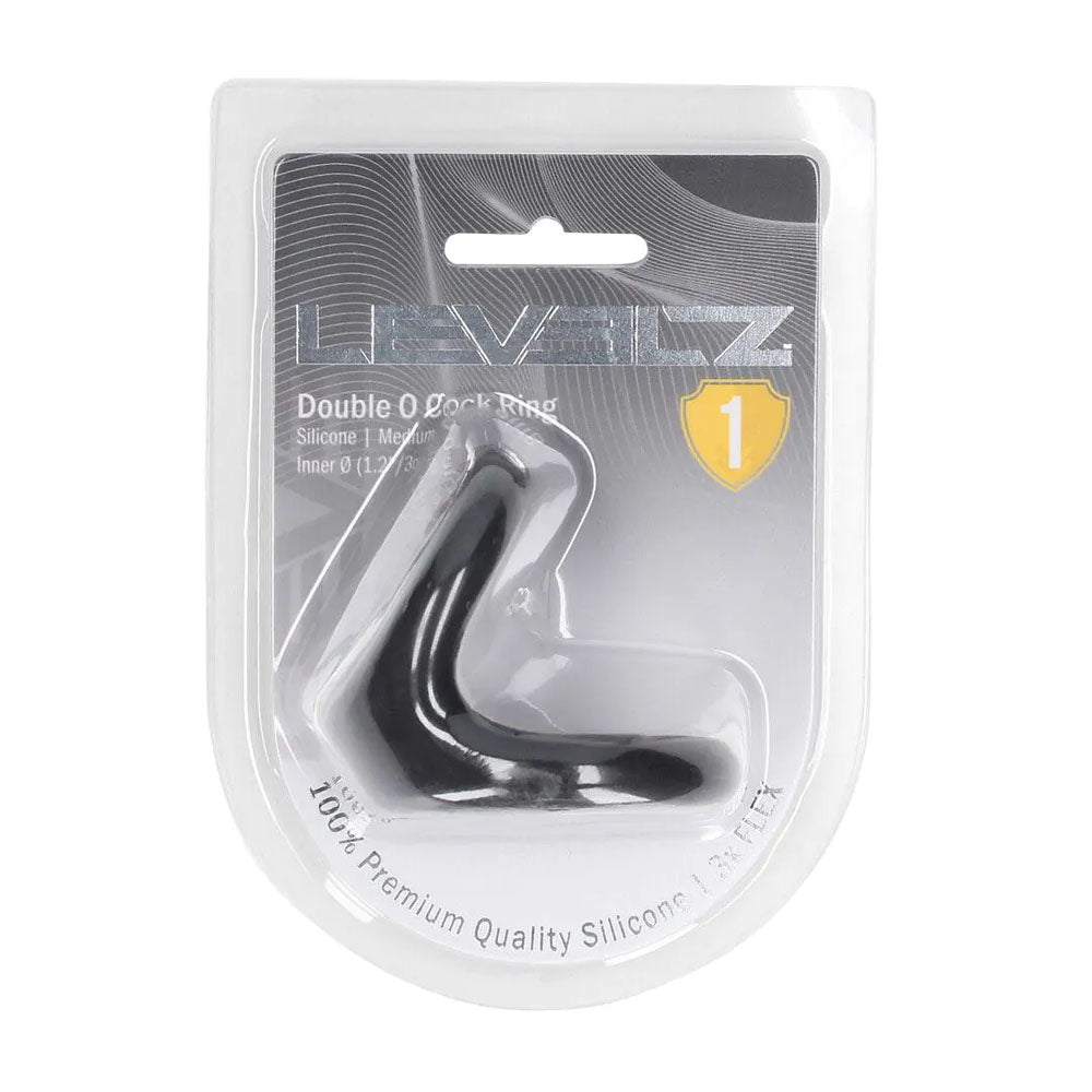 LEVELZ Double O Silicone Cock Ring - M - Black - Black Cock & Balls Rings