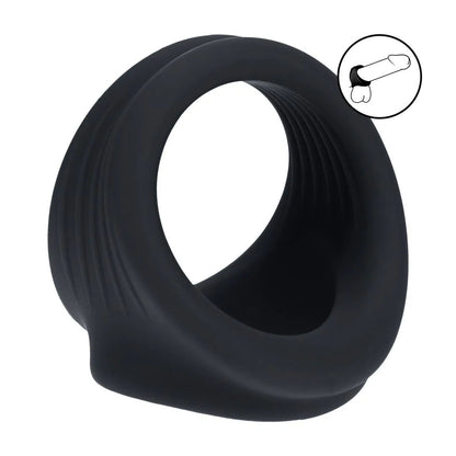 LEVELZ Silicone Cock & Ball Harness - Black - Black Cock & Ball Ring