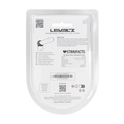 LEVELZ Silicone Cock & Ball Harness - Black - Black Cock & Ball Ring