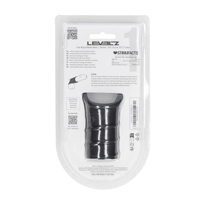 LEVELZ Silicone Cock Ring & Ribbed Sleeve - Black Cock Ring with Sleeve
