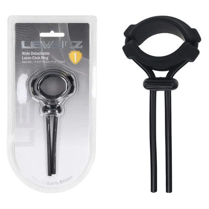 LEVELZ Wide Detachable Lasso Cock Ring - Black - Black Adjustable Cock Ring