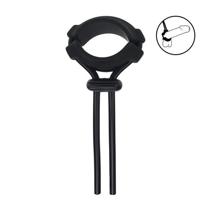 LEVELZ Wide Detachable Lasso Cock Ring - Black - Black Adjustable Cock Ring
