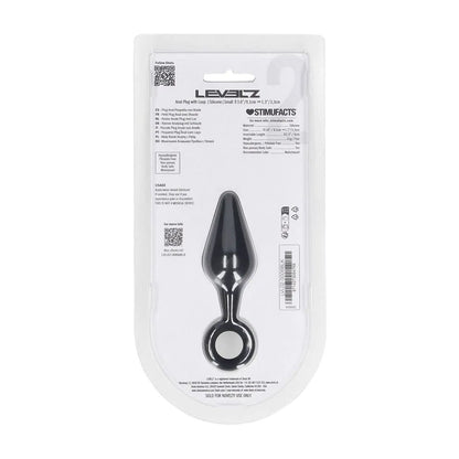 LEVELZ Silicone Anal Plug with Loop - Small - Black - Black Small Butt Plug