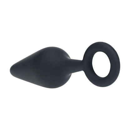 LEVELZ Silicone Anal Plug with Loop - Medium - Black - Black Medium Butt Plug