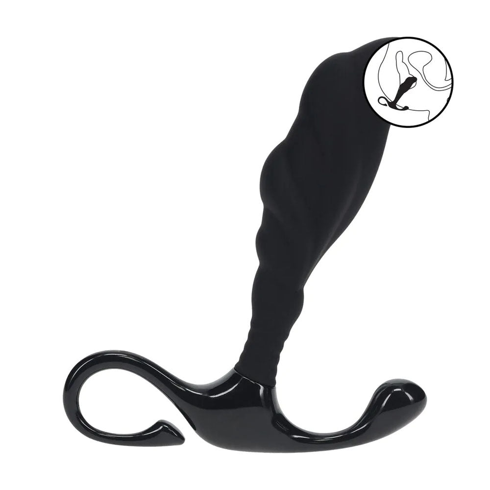 LEVELZ Rippled with Hard Loop Prostate Massager - Medium - Black Medium Prostate Massager