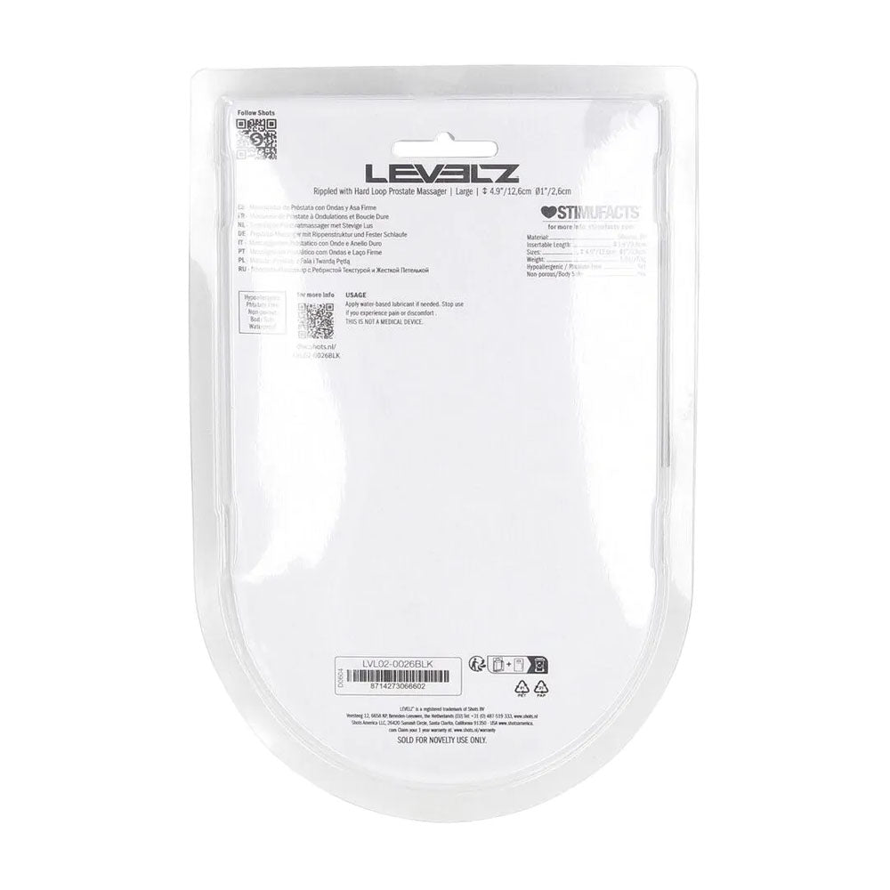 LEVELZ Rippled with Hard Loop Prostate Massager - Large - Black Large Prostate Massager