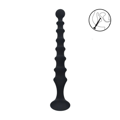 LEVELZ Ribbed Silicone Flared Anal Probe - Black 26.7 cm Anal Beads