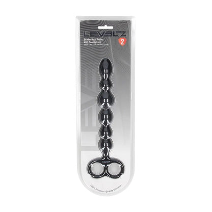 LEVELZ Beaded Silicone Anal Probe with Double Loop - Black 24.5 cm Anal Beads