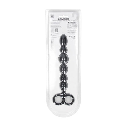 LEVELZ Beaded Silicone Anal Probe with Double Loop - Black 24.5 cm Anal Beads