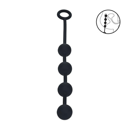 LEVELZ Round Silicone Anal Balls - M - 20mm - Black 32 cm Medium Anal Balls