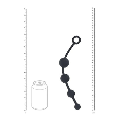 LEVELZ Curved Silicone Anal Beads - Black - Black 29.5 cm Anal Beads