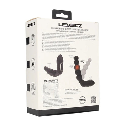 LEVELZ Rechargeable Beaded Prostate Massager - Black USB Rechargeable Heating + Vibrating Prostate Massager