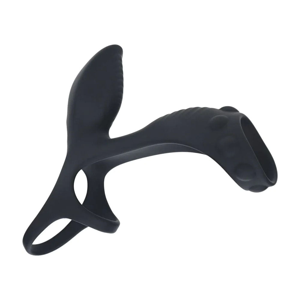 LEVELZ Vibrating Cock & Ball Ring with Shaft Loop - Black USB Rechargeable Vibrating Cock & Ball Rings