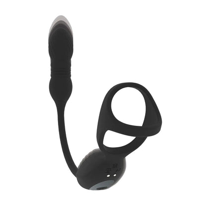 LEVELZ Vibrating & Thrusting TriO Cock Ring with Prostate Stimulator - Black USB Rechargeable Vibrating Cock Ring with Thrusting Prostate Plug