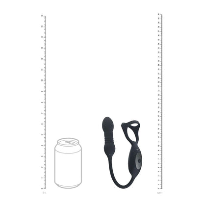 LEVELZ Vibrating & Thrusting TriO Cock Ring with Prostate Stimulator - Black USB Rechargeable Vibrating Cock Ring with Thrusting Prostate Plug