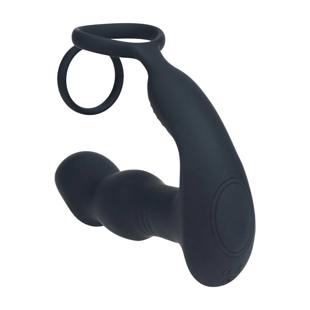 LEVELZ Remote Controlled Prostate Stimulator with Cock Ring - Black USB Rechargeable Vibrating Thrusting Prostate Massager with Cock Ring