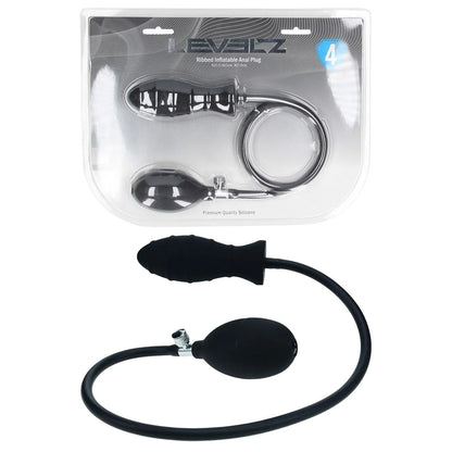 LEVELZ Ribbed Inflatable Anal Plug - Black Inflatable Butt Plug
