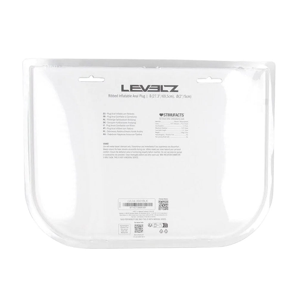 LEVELZ Ribbed Inflatable Anal Plug - Black Inflatable Butt Plug