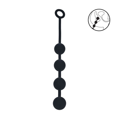 LEVELZ Round Silicone Anal Balls - L - 40mm - Black 40.5 cm Large Anal Beads