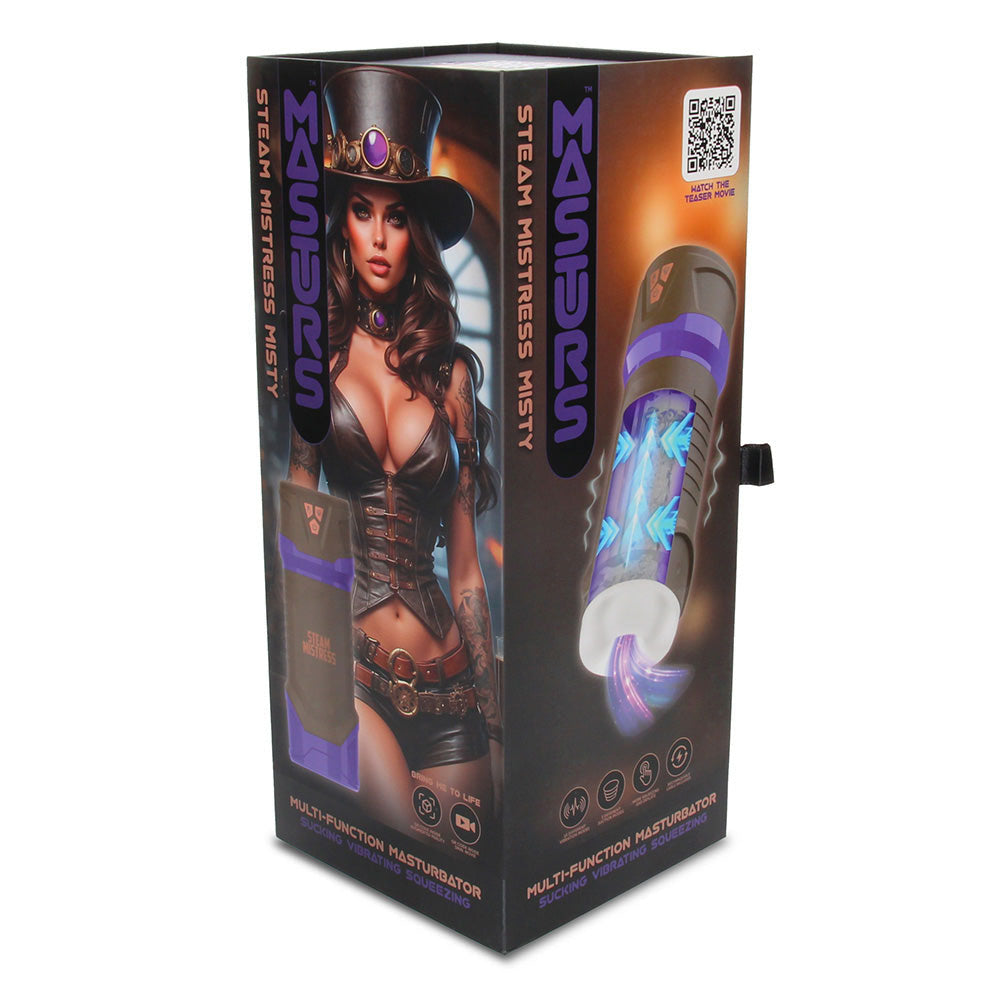 MASTURS Misty - USB Rechargeable Sucking, Vibrating & Squeezing Auto Stroker with Augmented Reality