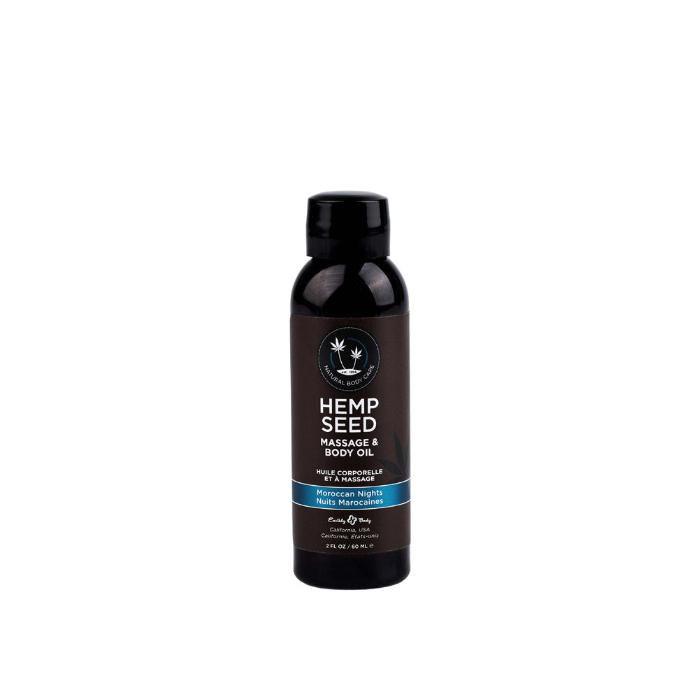 Hemp Seed Massage & Body Oil - Moroccan Nights (Earthy & Spicy-Sensual) Scented - 59 ml Bottle
