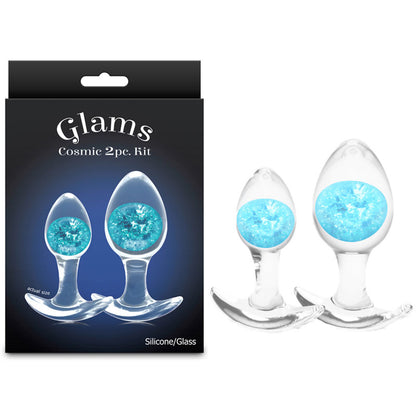 Glams Cosmic 2pc Kit - Blue - Clear/Blue Butt Plugs - Set of 2 Sizes