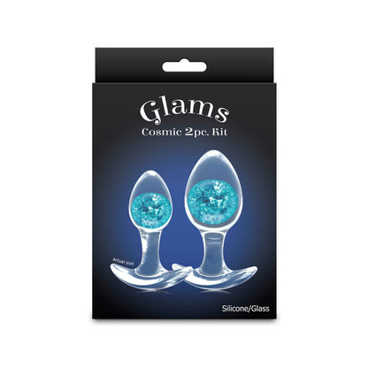 Glams Cosmic 2pc Kit - Blue - Clear/Blue Butt Plugs - Set of 2 Sizes