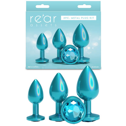 Rear Assets Trainer Kit - Iridescent Teal - Iridescent Teal Metallic Butt Plugs - Set of 3 Sizes