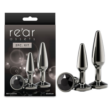 Rear Assets Tapered Trainer Kit - Gunmetal - Gunmetal Grey Metal Butt Plugs - Set of 2 Sizes