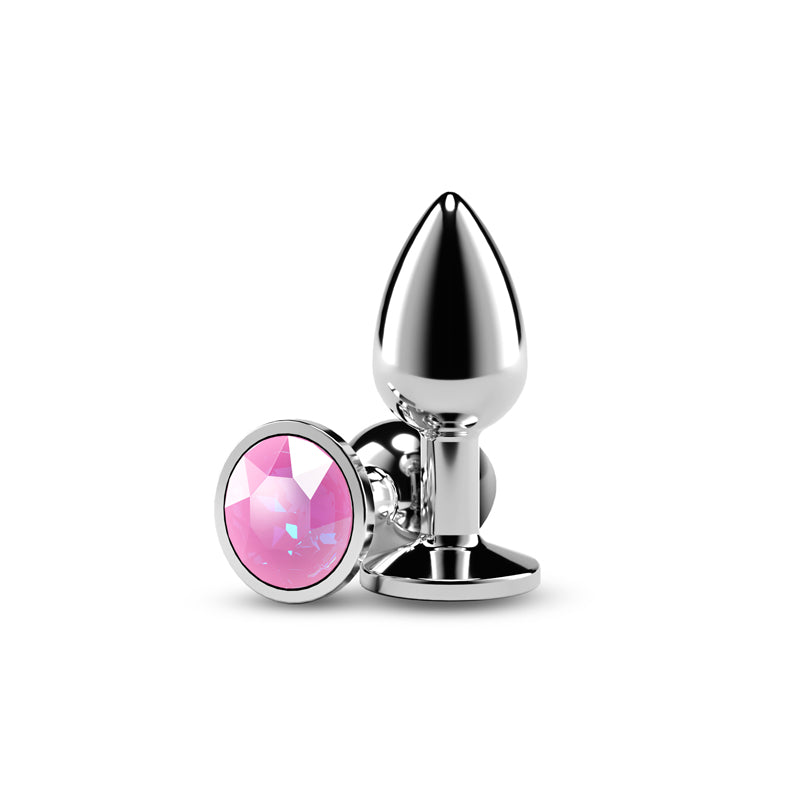 Rear Assets Silver - Small - Pink Gem - Silver Small Metal Butt Plug with Pink Gem Base