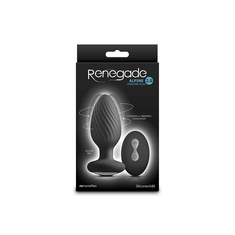 Renegade Alpine 2.0 - Black 10.7 cm USB Rechargeable Gyrating Anal Plug with Remote