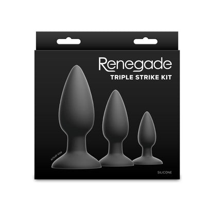 Renegade Triple Strike Kit - Black - Black Butt Plugs - Set of 3 Sizes